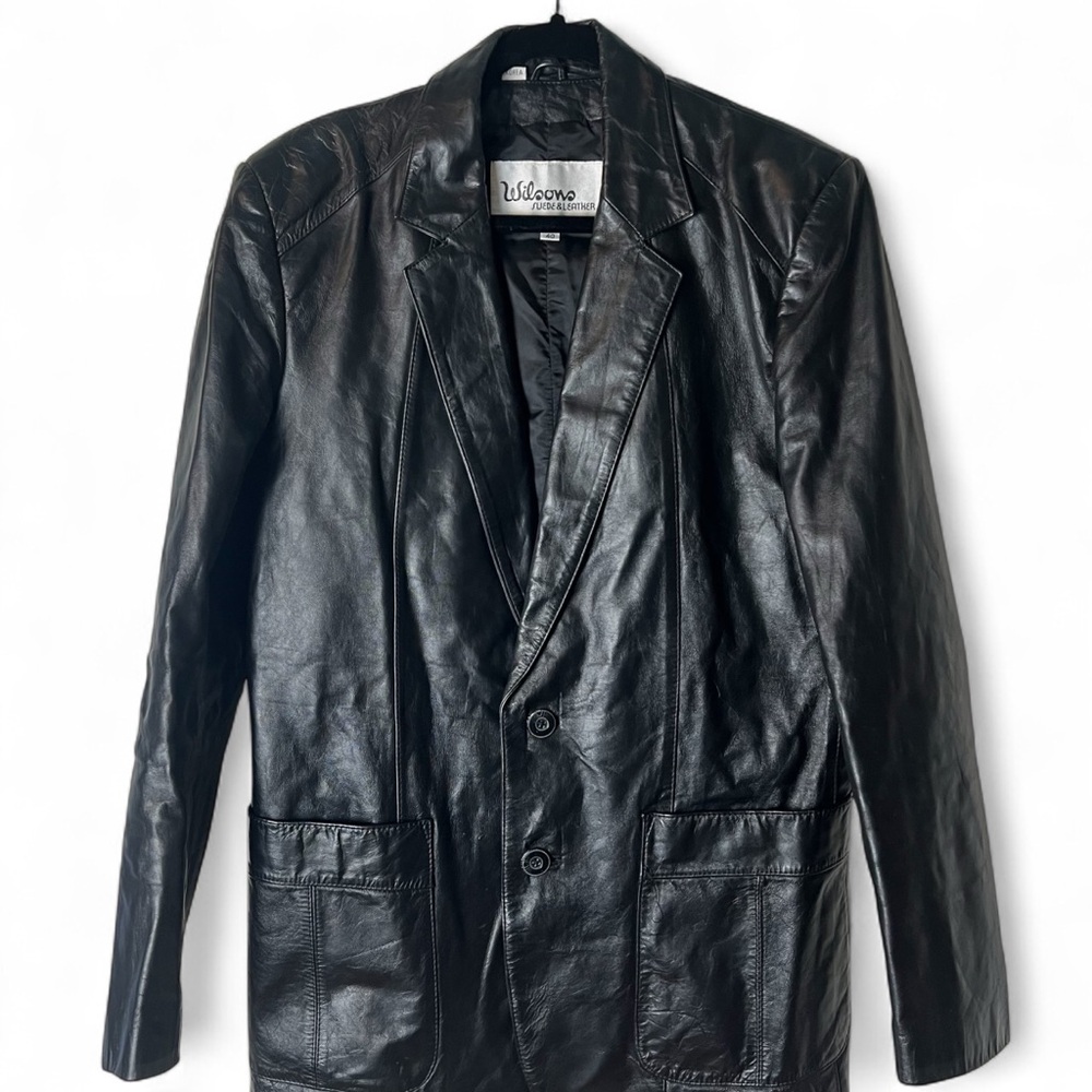 Wilson's - Women's Vintage Mid-Length Leather Jacket‎ 80s 90s Black - Sz. 40/L